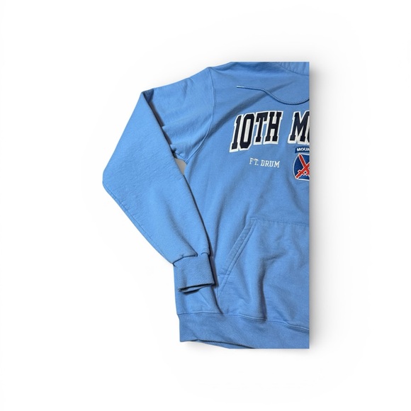 Champion 10th Mountain Sky Blue Graphic Hoodie Mens Size Medium - Picture 10 of 15